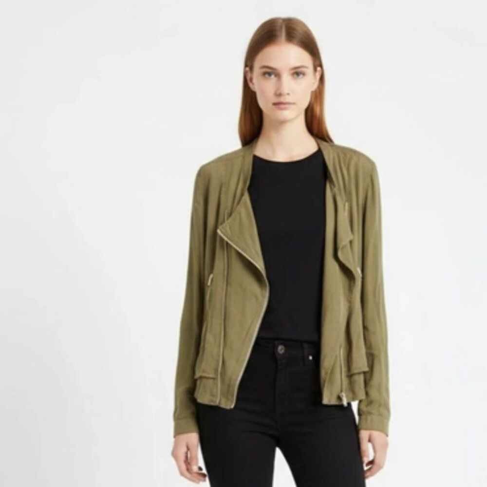 BLANK NYC Brown Zip Up Cropped Style Long Sleeve 89A-9296NO Moto Jacket L
